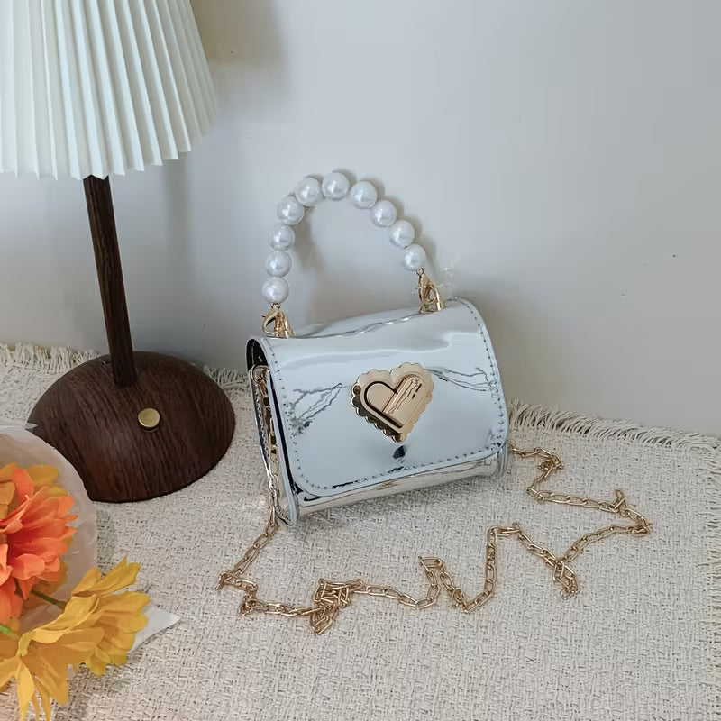 Women's Laser Sequin Crossbody Bag Heart Lock Shoulder Handbag Trendy