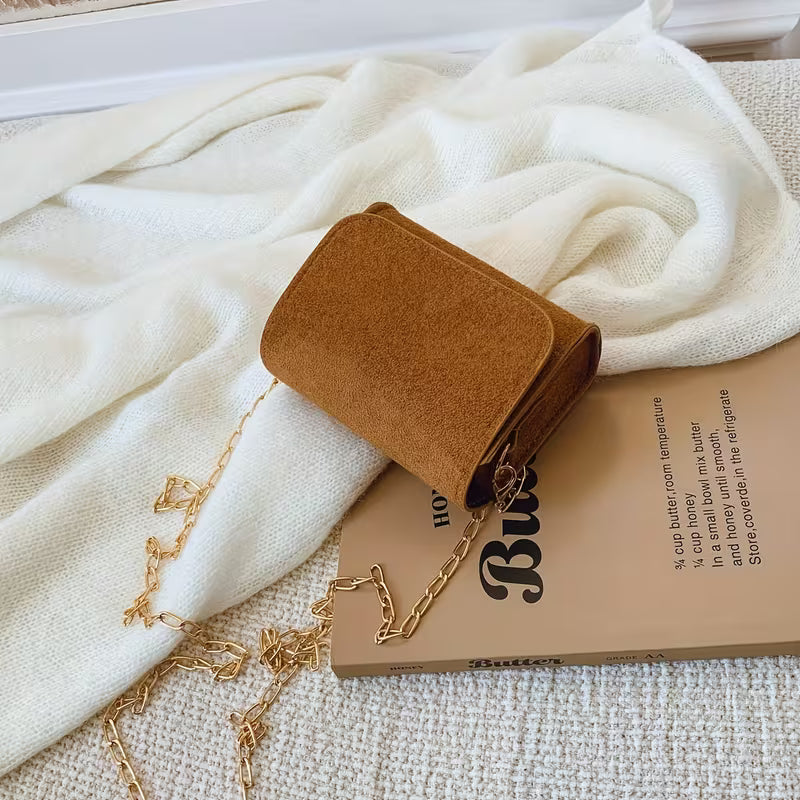 Women's Plush Small Square Crossbody Bag Solid Color Trendy Shoulder Purse