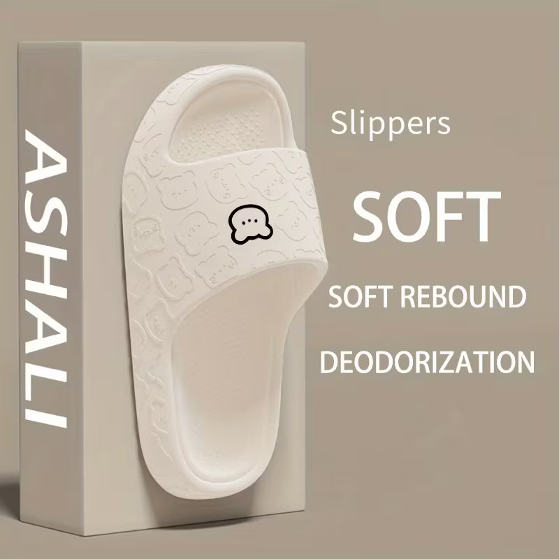 Unisex Breathable Cute Bear Soft Indoor Bathroom Slippers
