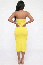 Women's Solid Bodycon Split Hem Tube Dress BD5481