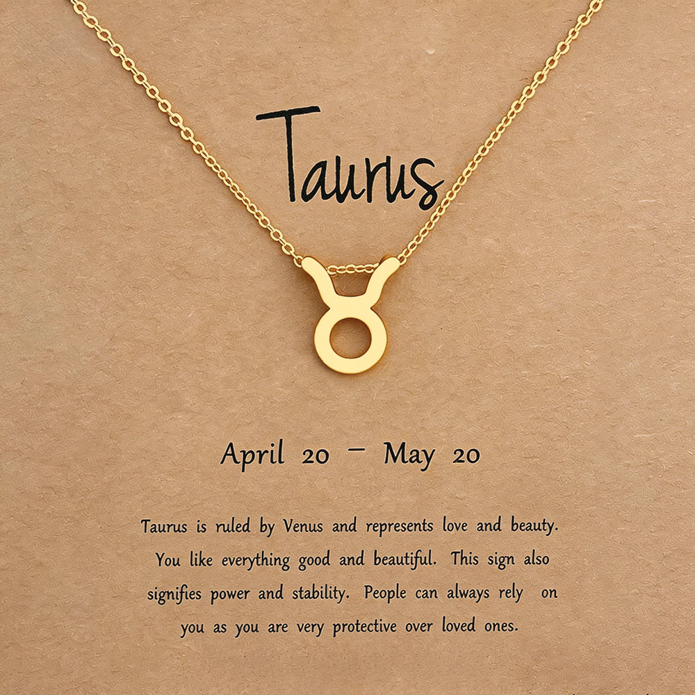Women's Zodiac Constellation Pendant Necklace Elegant Stainless Steel Jewelry