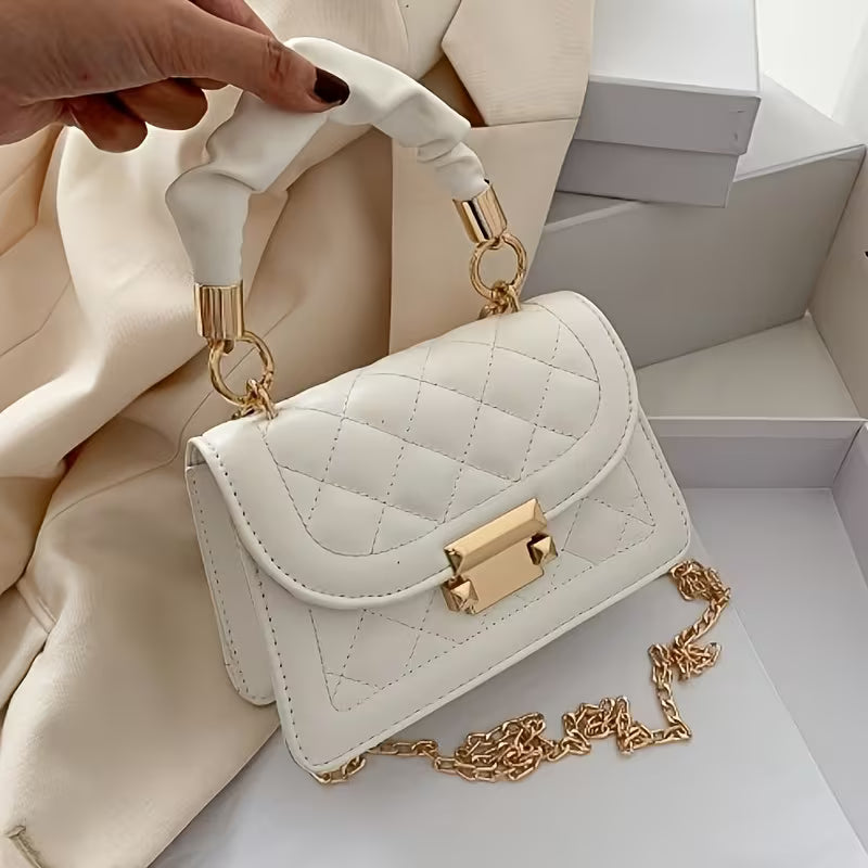 Women's Checkered Chain Small Square Crossbody Bag Handbag