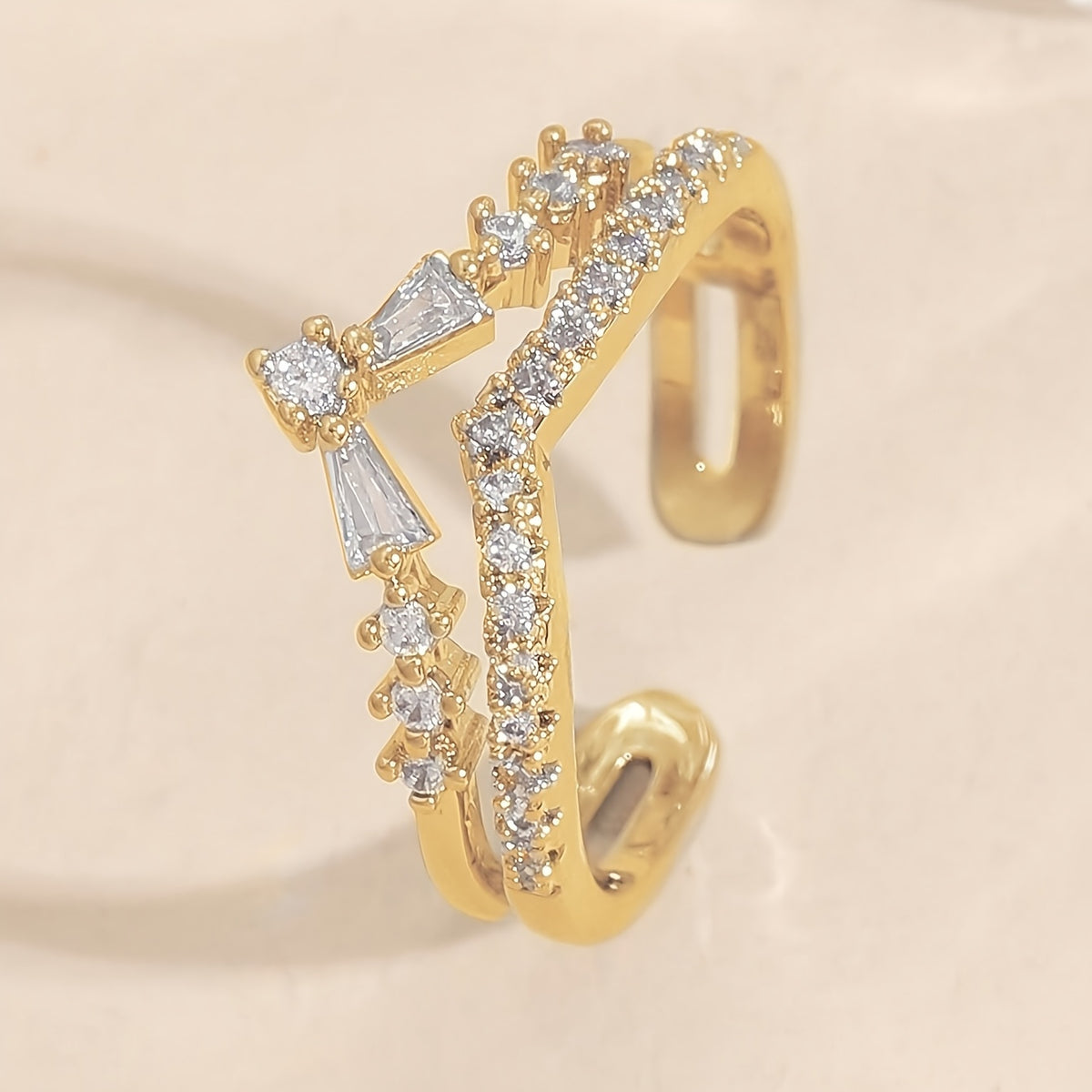 Women's Fashion Ring Set Geometric Leaf Cubic Zirconia 605531464899321