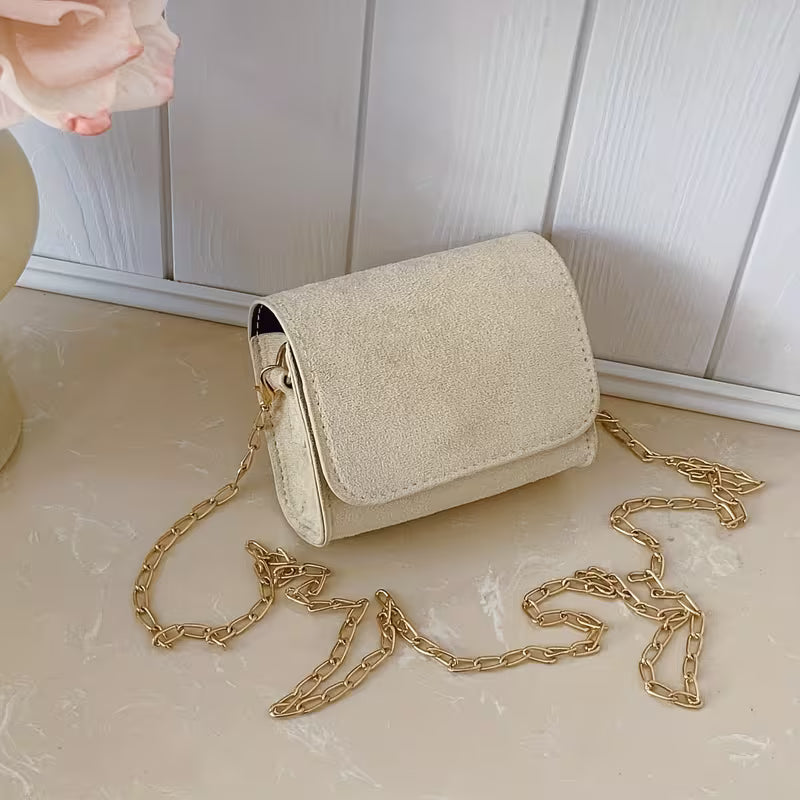 Women's Plush Small Square Crossbody Bag Solid Color Trendy Shoulder Purse