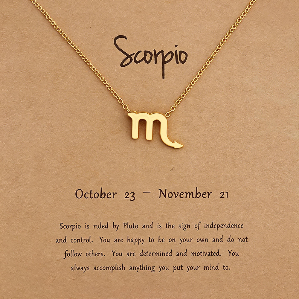 Women's Zodiac Constellation Pendant Necklace Elegant Stainless Steel Jewelry