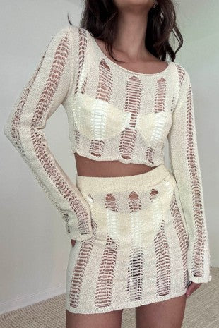 Women's Ladder Knit Top and Micro Mini Skirt Set S5309SET_2