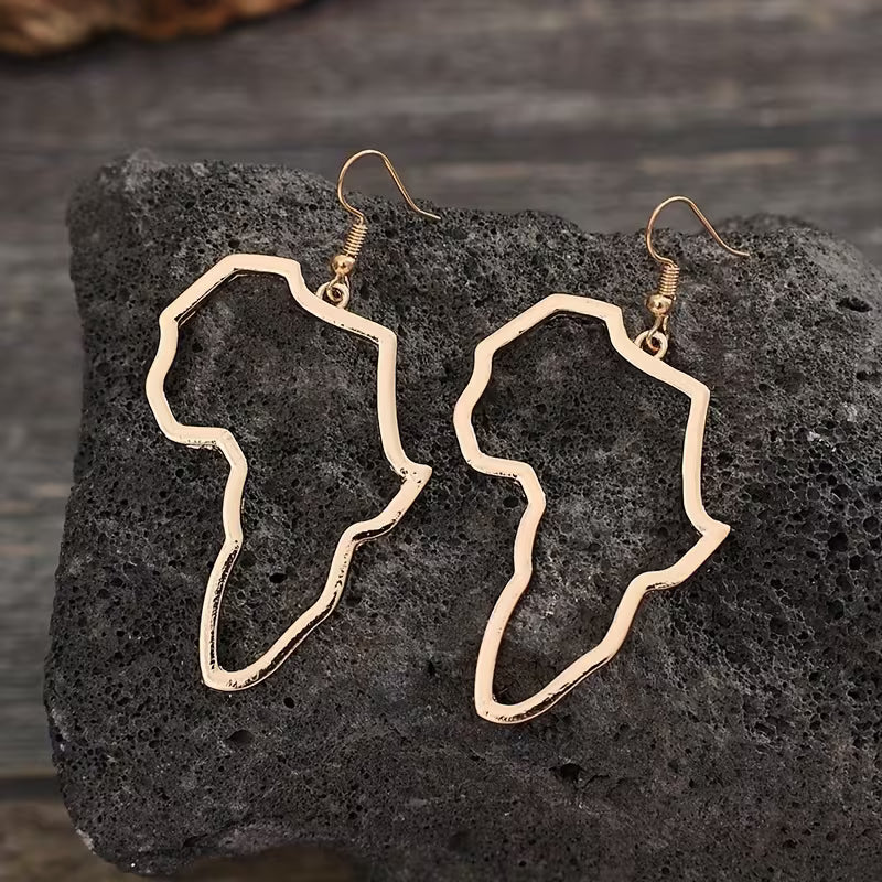 Women's African Map Drop Earrings Vintage Zinc Alloy Jewelry