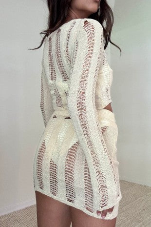 Women's Ladder Knit Top and Micro Mini Skirt Set S5309SET_2