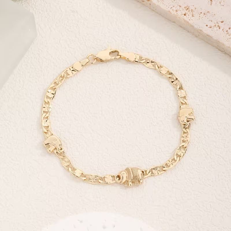 Unisex 14K Gold Plated Cuban Chain Charm Bracelet Romantic Gift