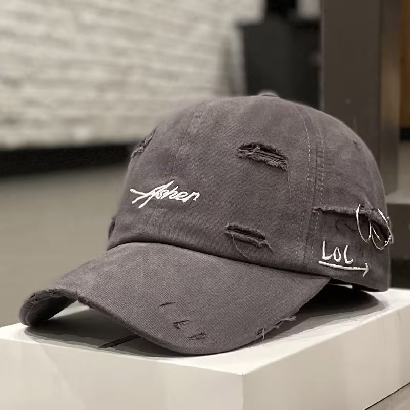 Unisex Retro Torn Baseball Cap Vintage Distressed Embroidered
