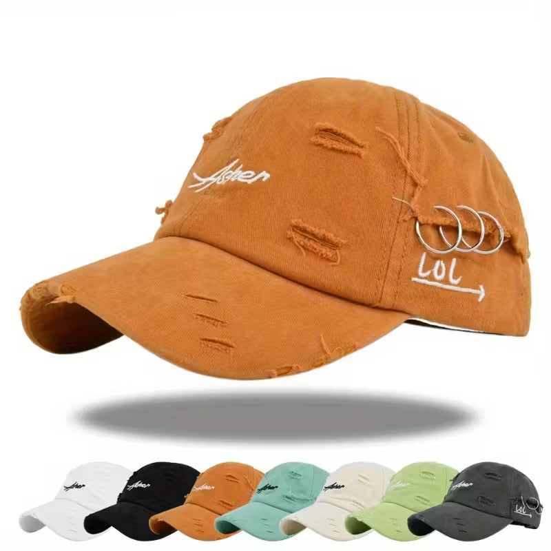 Unisex Retro Torn Baseball Cap Vintage Distressed Embroidered