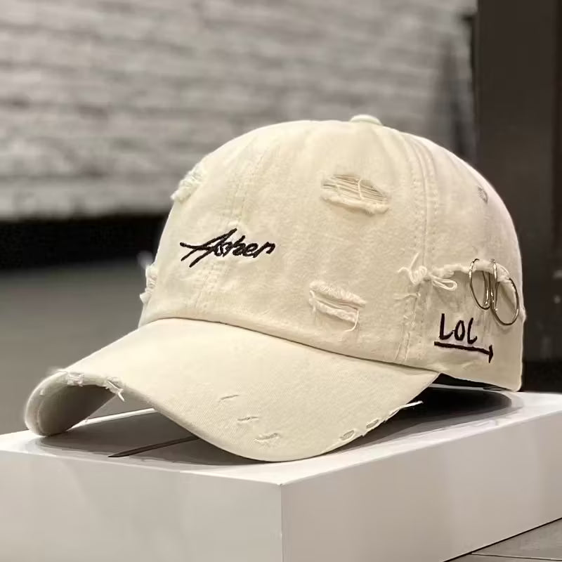 Unisex Retro Torn Baseball Cap Vintage Distressed Embroidered