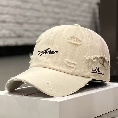 Unisex Retro Torn Baseball Cap Vintage Distressed Embroidered