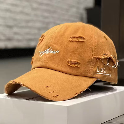 Unisex Retro Torn Baseball Cap Vintage Distressed Embroidered