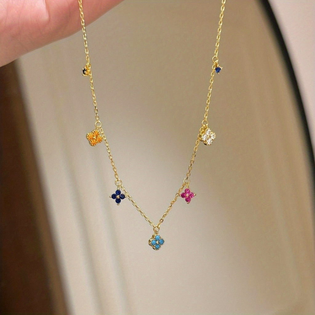 Women's Four-Leaf Flower Necklace Elegant Collarbone Chain 601105147890231