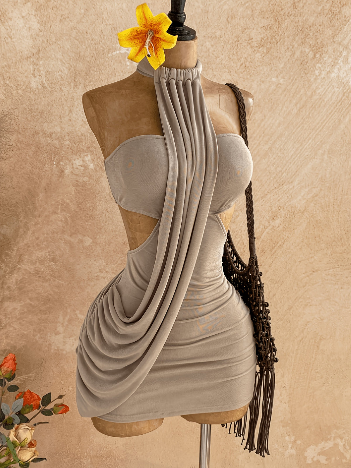 Women's Bohemian Off-Shoulder Asymmetrical Mini Dress Elegant Party