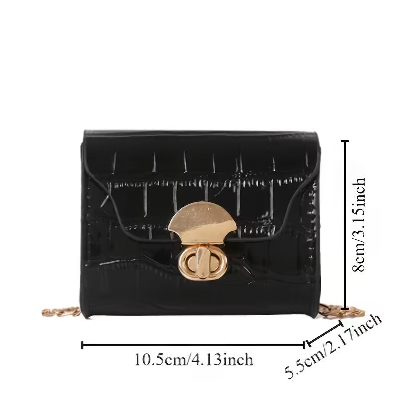 Women's Stone Pattern Mini Chain Crossbody Bag Elegant Shoulder