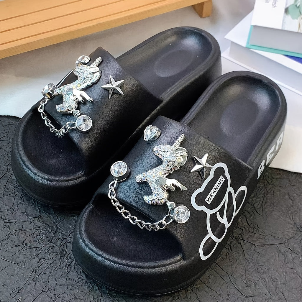 Women's Colorful Pony Slide Slippers Lightweight Casual Beach Sandals