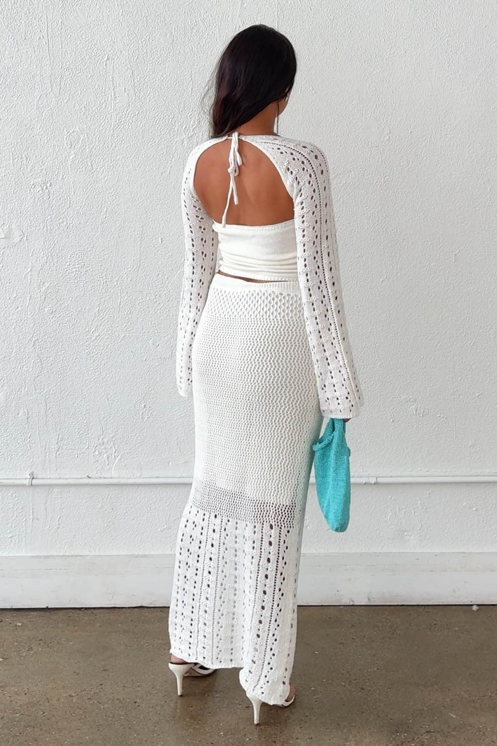 Women's Crochet Crop Top and Maxi Skirt Set S7568SET