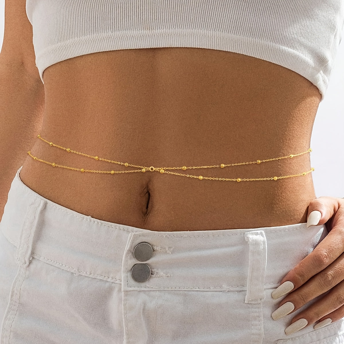Women's Layered Beaded Stackable Body Chain Waist Ornament