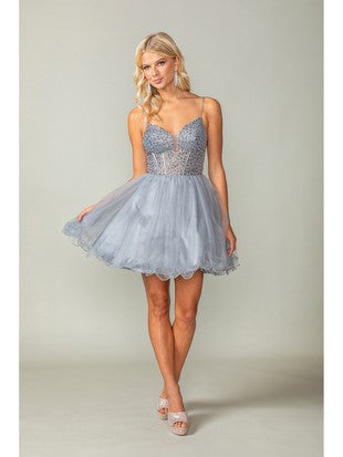 Women's Sequined Bodice Skater Cocktail Dress Elegant Homecoming 3353