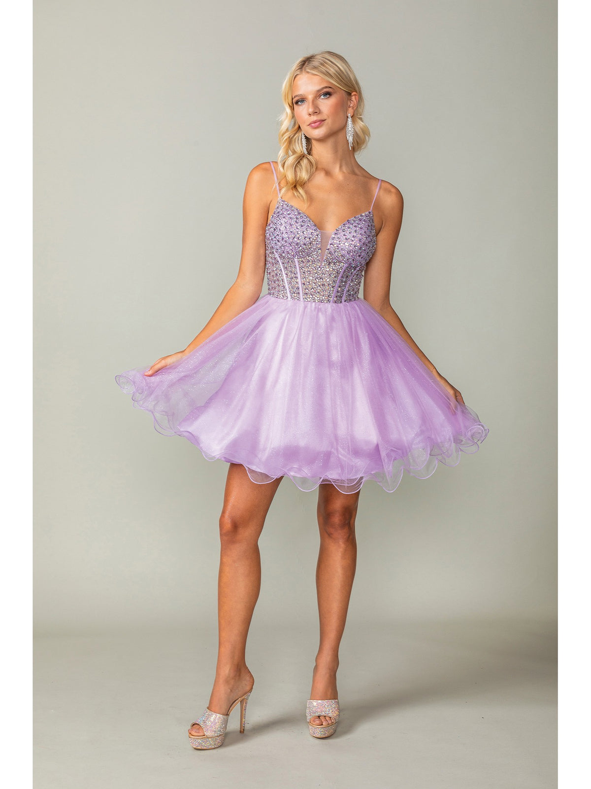 Women's Sequined Bodice Skater Cocktail Dress Elegant Homecoming 3353