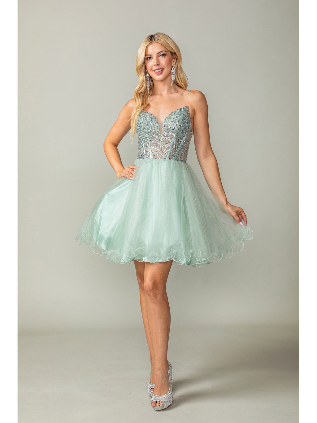 Women's Sequined Bodice Skater Cocktail Dress Elegant Homecoming 3353
