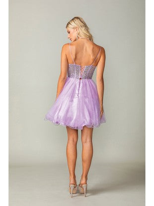 Women's Sequined Bodice Skater Cocktail Dress Elegant Homecoming 3353