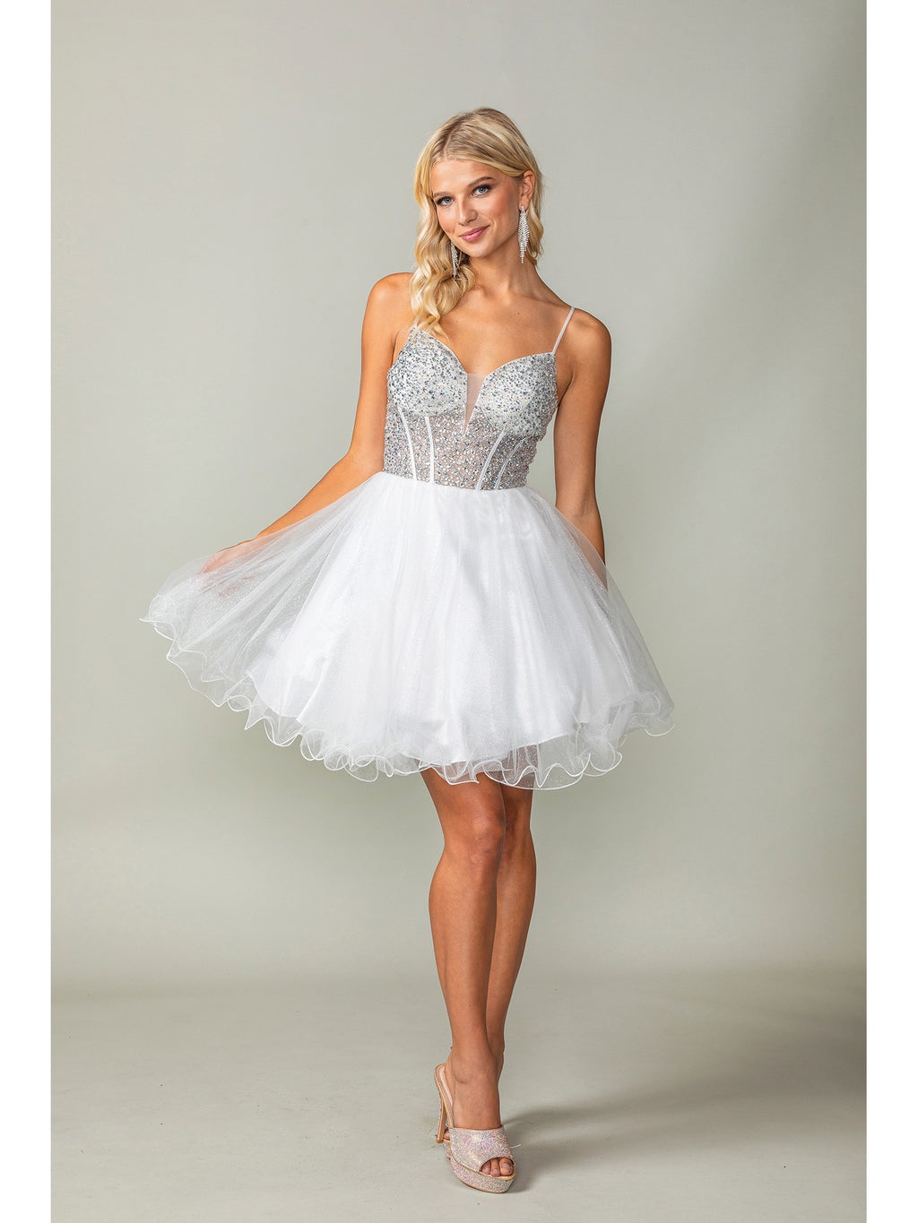 Women's Sequined Bodice Skater Cocktail Dress Elegant Homecoming 3353