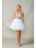 Women's Sequined Bodice Skater Cocktail Dress Elegant Homecoming 3353