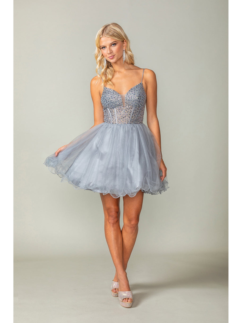 Women's Sequined Bodice Skater Cocktail Dress Elegant Homecoming 3353