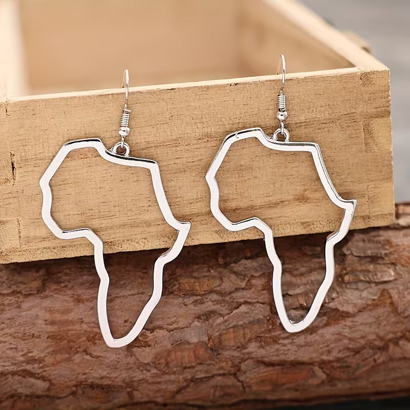 Women's African Map Drop Earrings Vintage Zinc Alloy Jewelry