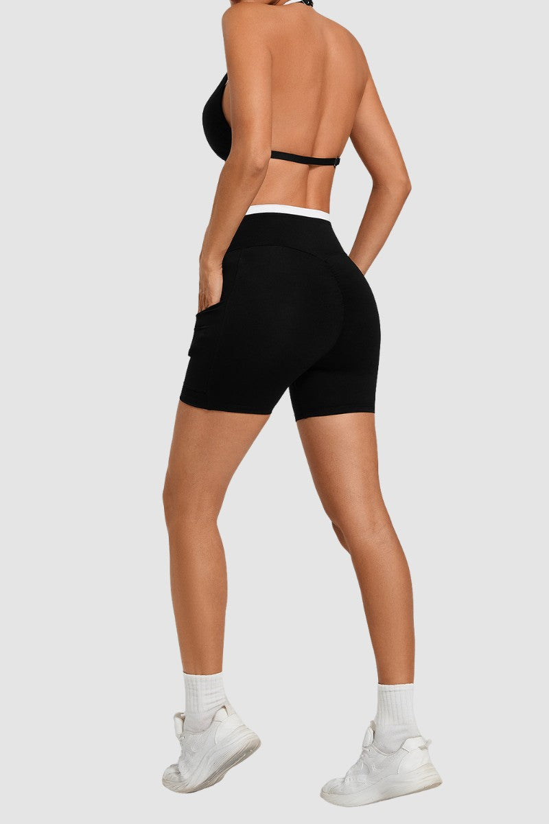 Women's Two-Piece Bra Crossed Waistline Shorts Set WF2601WT0028