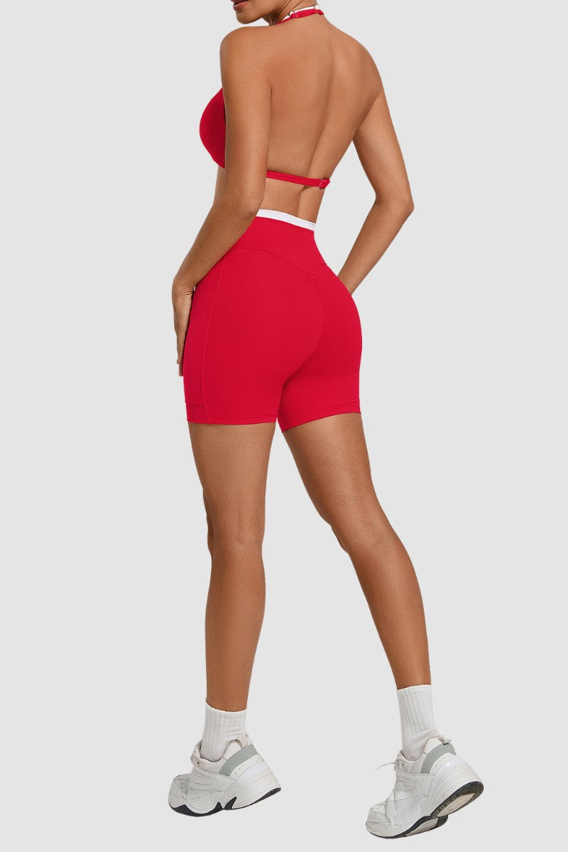 Women's Two-Piece Bra Crossed Waistline Shorts Set WF2601WT0028