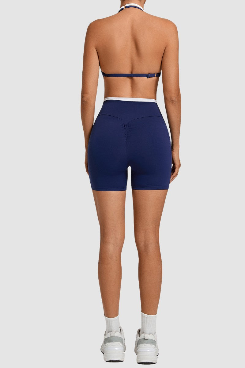 Women's Two-Piece Bra Crossed Waistline Shorts Set WF2601WT0028