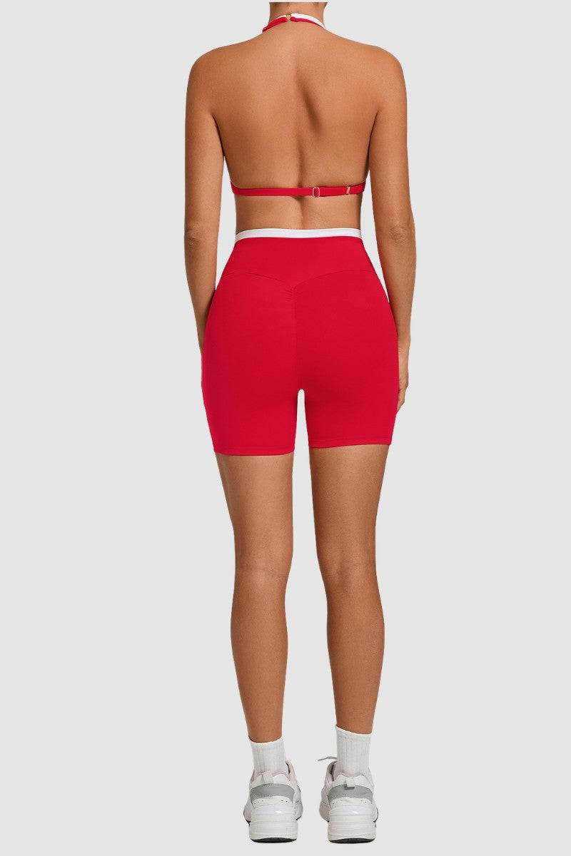 Women's Two-Piece Bra Crossed Waistline Shorts Set WF2601WT0028