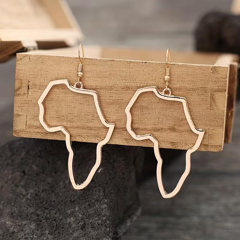 Women's African Map Drop Earrings Vintage Zinc Alloy Jewelry