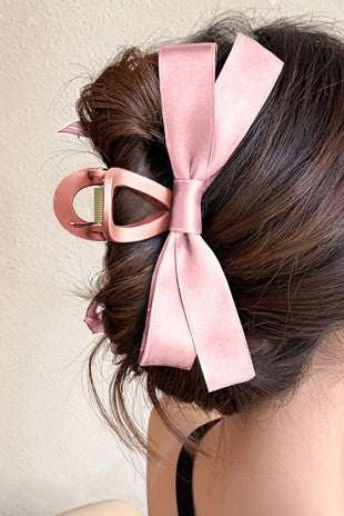 Women's Satin Bow Hair Claw Clip Elegant Occasion BH042899