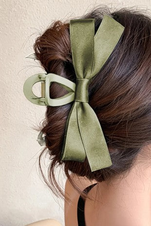 Women's Satin Bow Hair Claw Clip Elegant Occasion BH042899