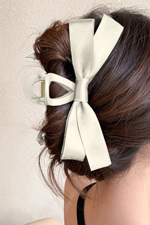 Women's Satin Bow Hair Claw Clip Elegant Occasion BH042899