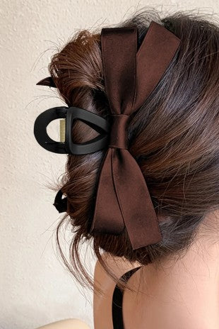 Women's Satin Bow Hair Claw Clip Elegant Occasion BH042899