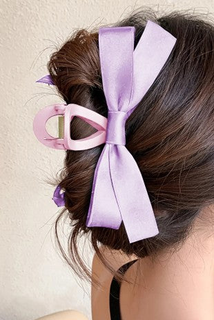 Women's Satin Bow Hair Claw Clip Elegant Occasion BH042899