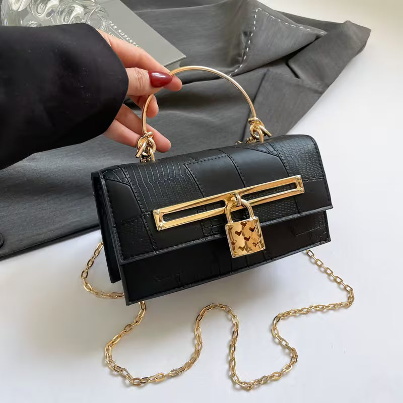 Women's Crocodile Pattern Elegant Small Square Crossbody Bag