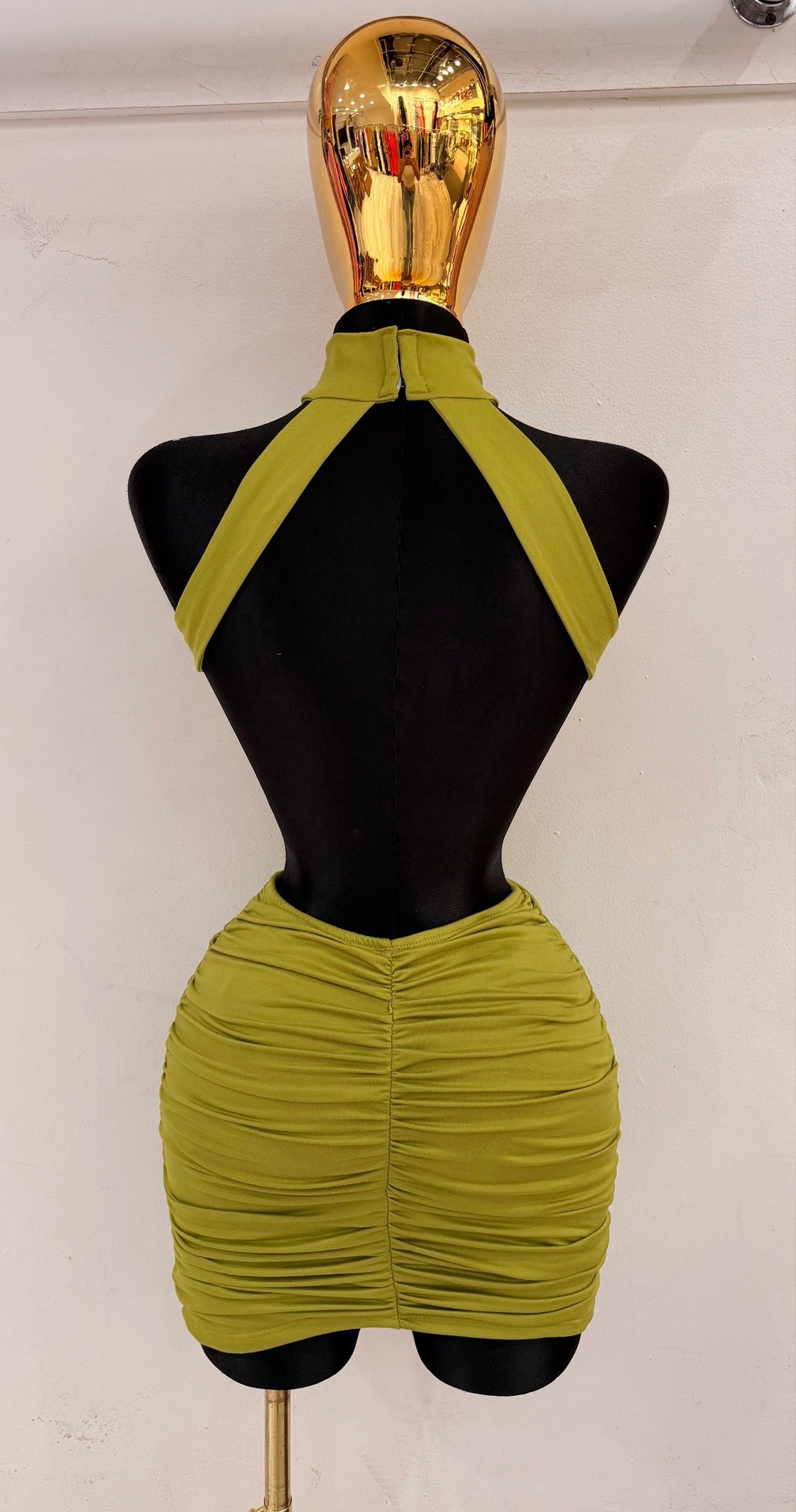 Women's Ruched Halter Cutout Cocktail Dress Elegant Sleeveless Party XD4198