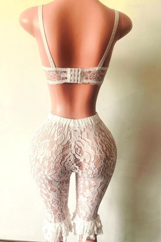 Women's Underwire Bralette and Lace Capri Set SRGDEDRF-7891-S