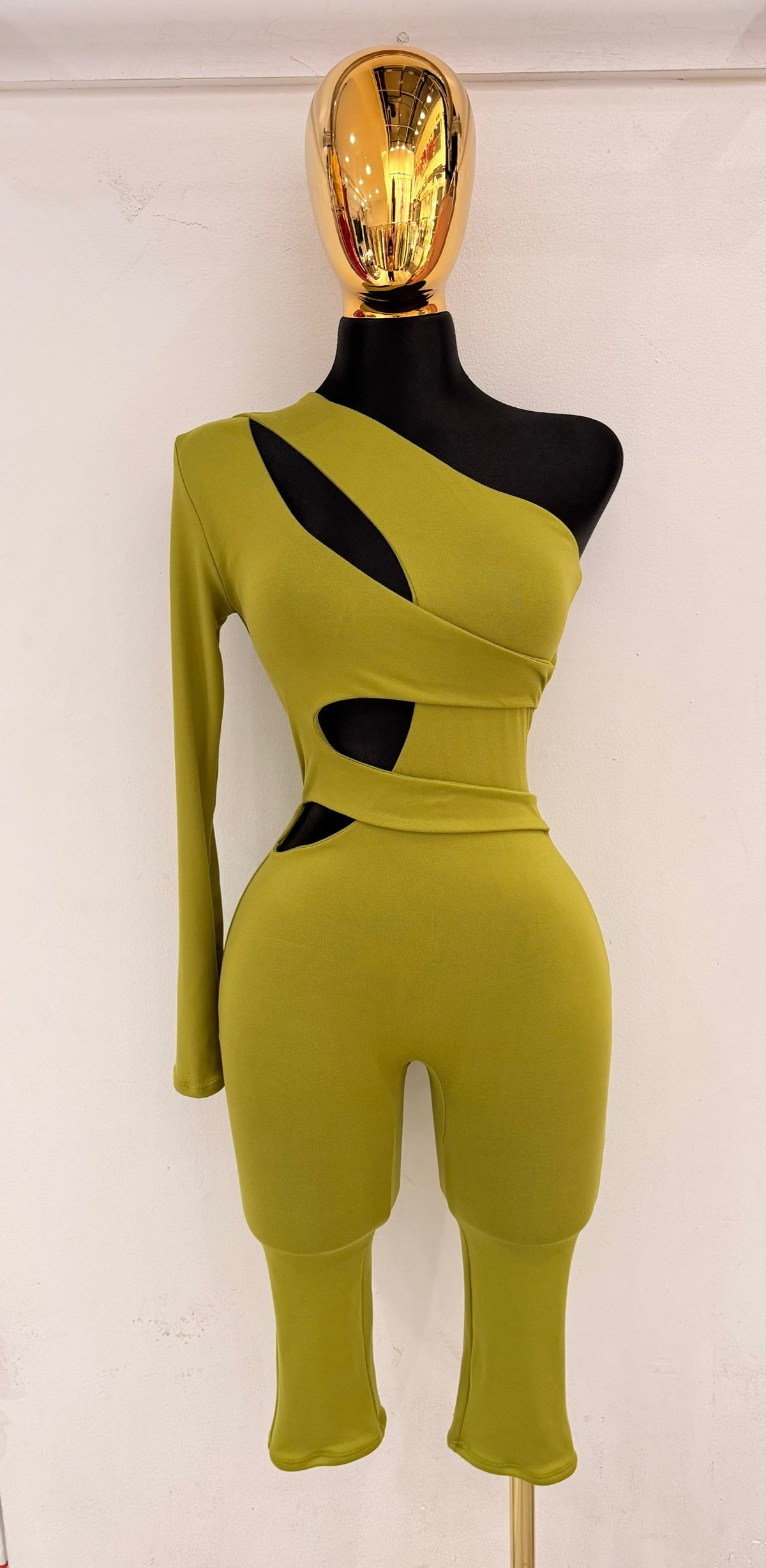 Women's One-Shoulder Cut-Out Bodycon Romper XJ4096
