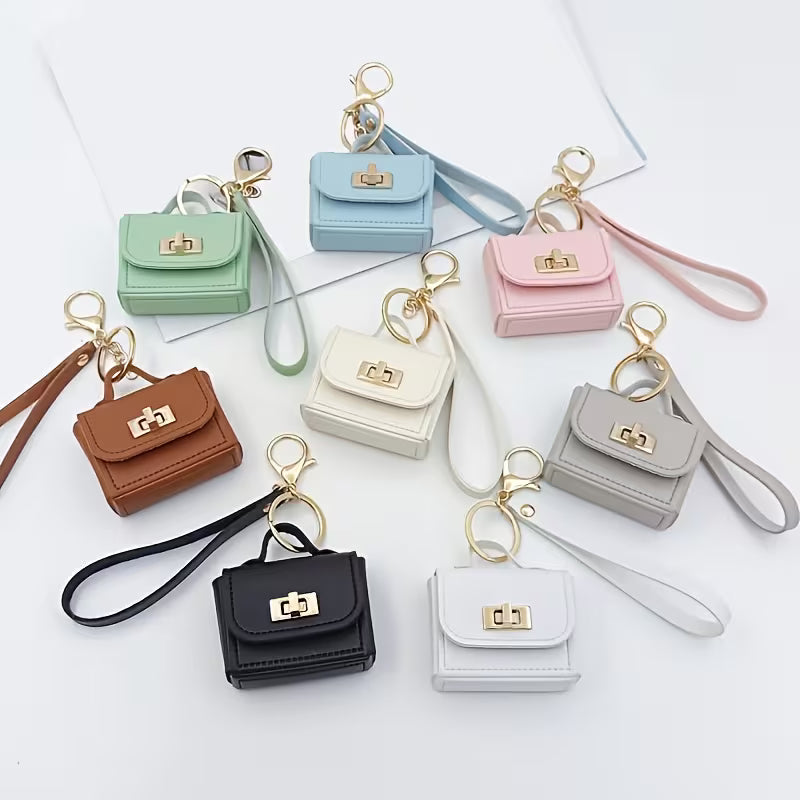 Women's PU Leather Mini Bag Keychain Stylish Coin Purse Accessory