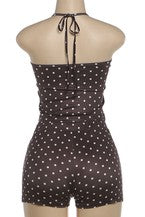 Women's Polka Dot Backless Halter Top Shorts Set ElYSDD-3394