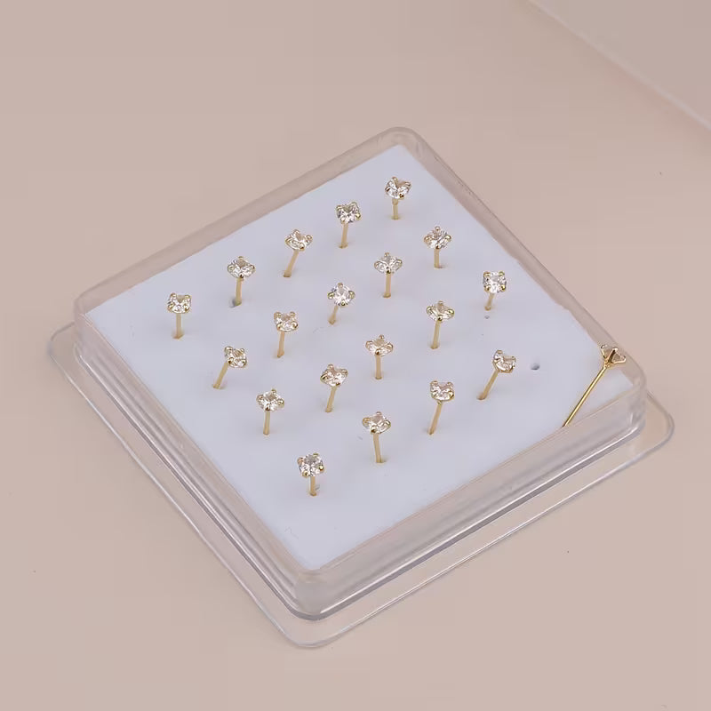Women's 3mm Synthetic Cubic Zirconia Nose Rings Studs Piercing Jewelry