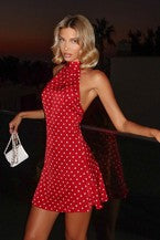 Women's Printed Backless Waist Dress CHICJX4KSH1-7061